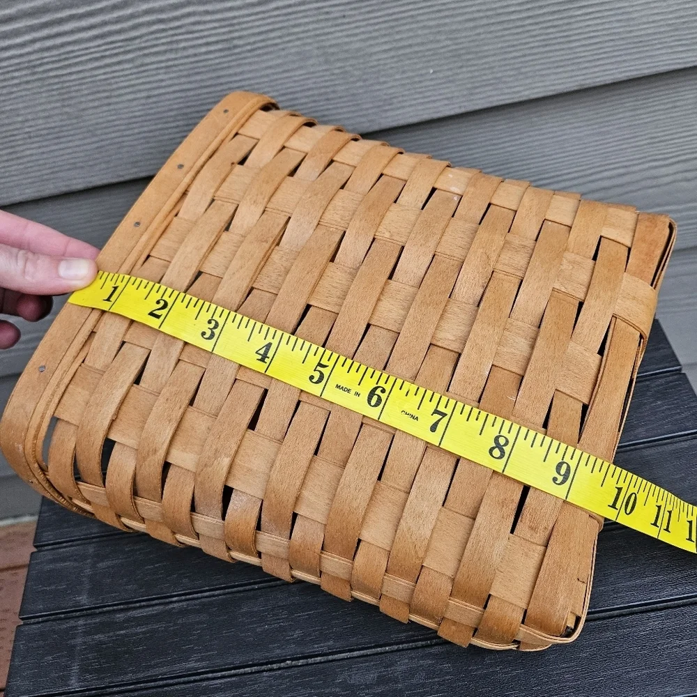 1995 Longaberger Handwoven Hanging Tall Key Mail Basket Leather Strap Vintage